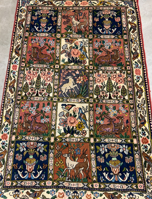 3'5"x5'2" Hand-Knotted 100% Wool Pile Bakhtiarie Area Rug - Carpet