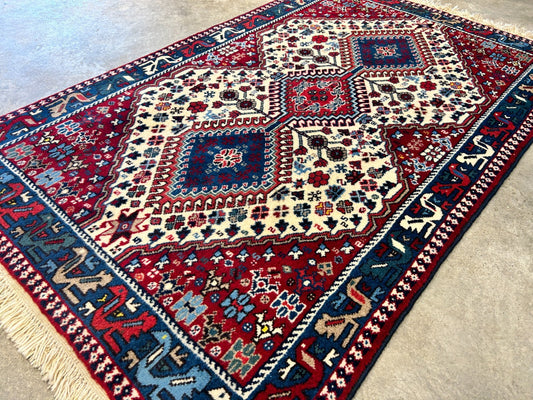 2'8"x4'3" Hand-Knotted 100% Wool Pile Yalamehe Carpet - Area Rug