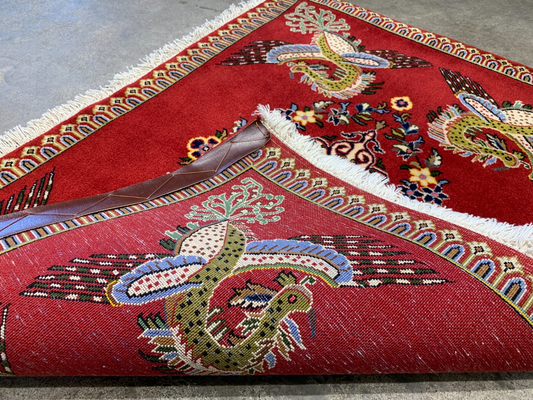 1'6"x2'0" Fine Hand-Knotted 100% Wool Pile Tabrize Pictorial Rug