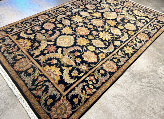 6'1"x9'1" Hand-Knotted 100% Wool Pile Agra Carpet - Area Rug