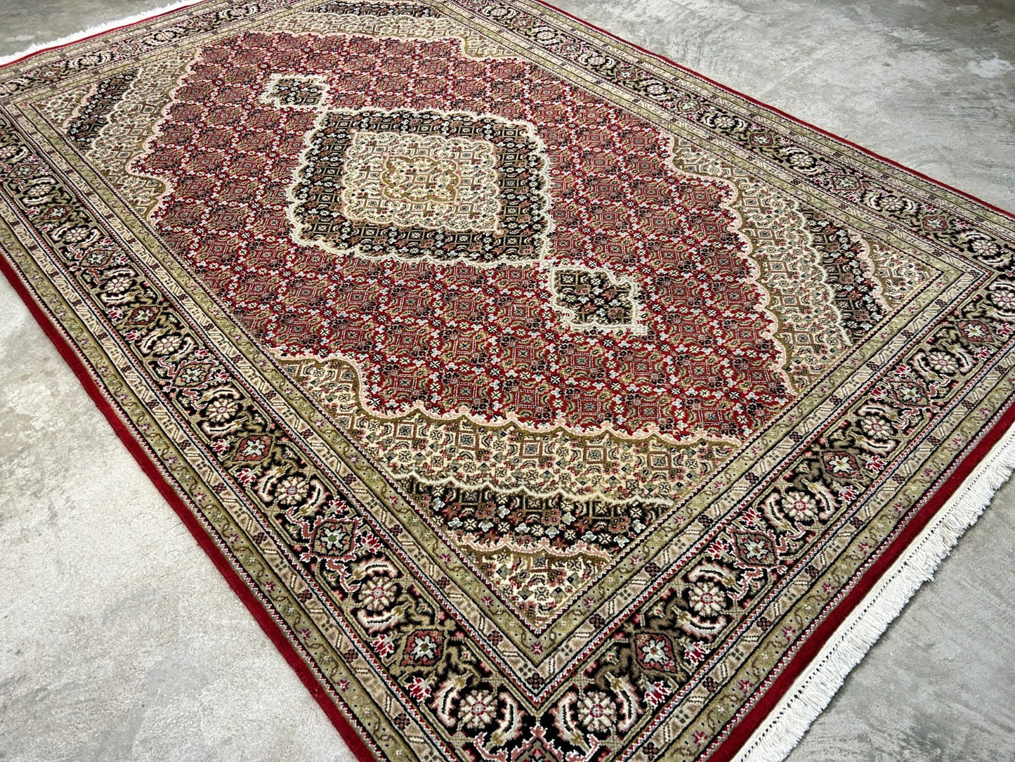 6'1"x8'9" Hand-Knotted 100% Wool Pile Tabrize Design Carpet - Area Rug