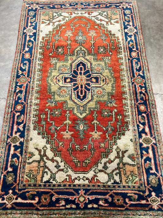 3'x5' Hand-Knotted 100% Wool Pile IndoSerapi Rug