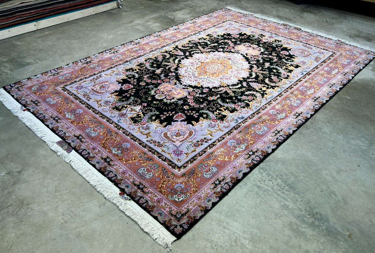 6'8"x10' Extra-Fine Hand-Knotted Wool & Silk Blend Tabrize Carpet - Area Rug