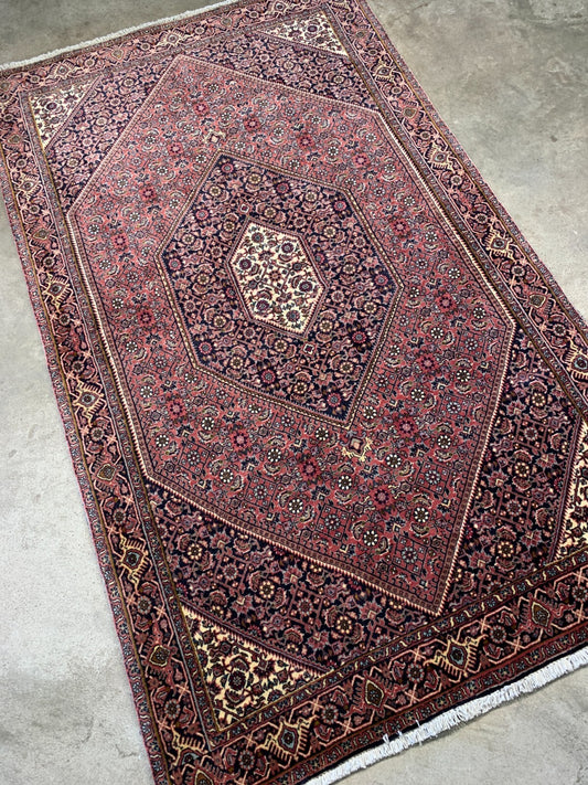 3'7"x6'1" Hand-Knotted 100% Wool Pile Bijare Carpet - Area Rug