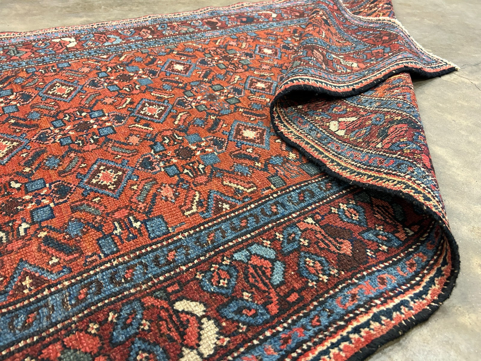 3'4"x6'2" Antique Hand-Knotted 100% Wool Pile Hamadane Area Rug - Carpet