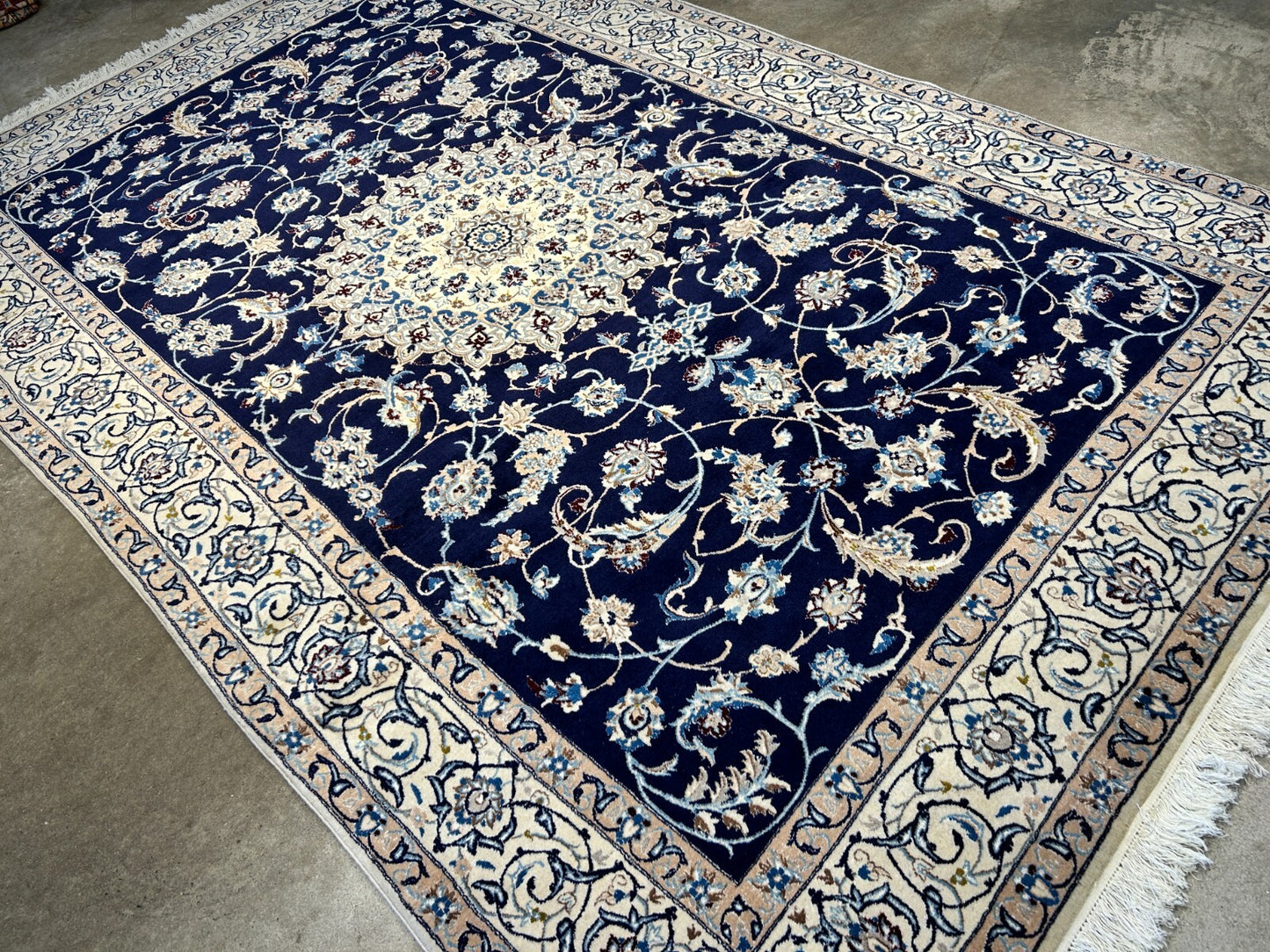 6'5"x10'1" Fine Hand-Knotted Wool & Silk Naine Rug - Area Carpet