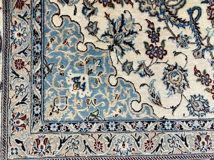 6'9"x10'7" Extremely Fine Hand-Knotted Wool & Silk Blend Naine Carpet - Area Rug