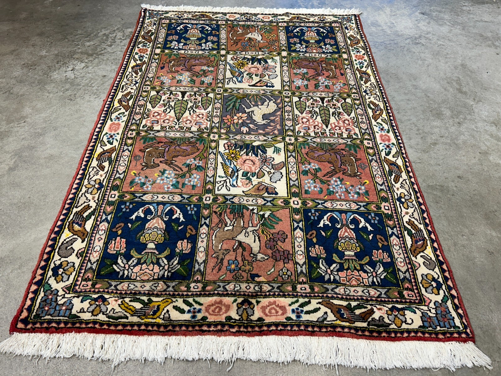 3'5"x5'2" Hand-Knotted 100% Wool Pile Bakhtiarie Area Rug - Carpet