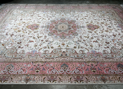 8'2"x11'8" Extra Fine 80-Raj Hand-Knotted Wool & Silk Tabrize Rug