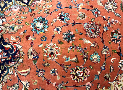 6'9"x10'2" Fine Hand-Knotted Wool & Silk Blend Tabrize Carpet - Area Rug