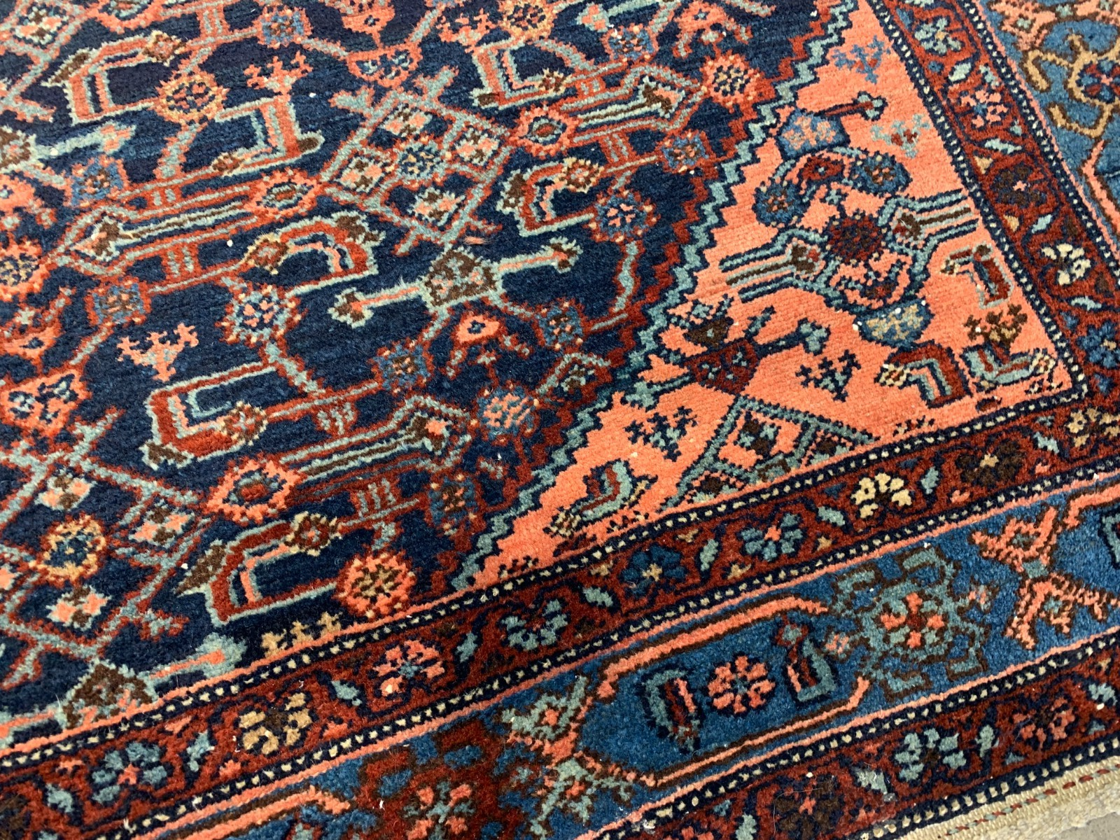  4'9"x6'8" Antique Pre-1900 Geometric Malayer Area Rug Hand-knotted Carpet