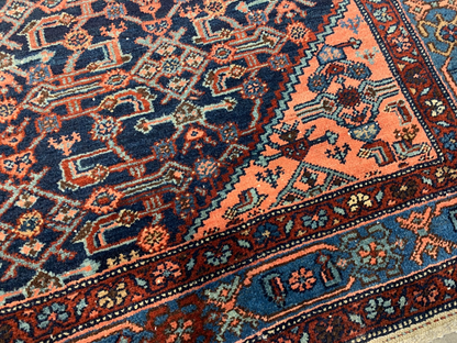  4'9"x6'8" Antique Pre-1900 Geometric Malayer Area Rug Hand-knotted Carpet