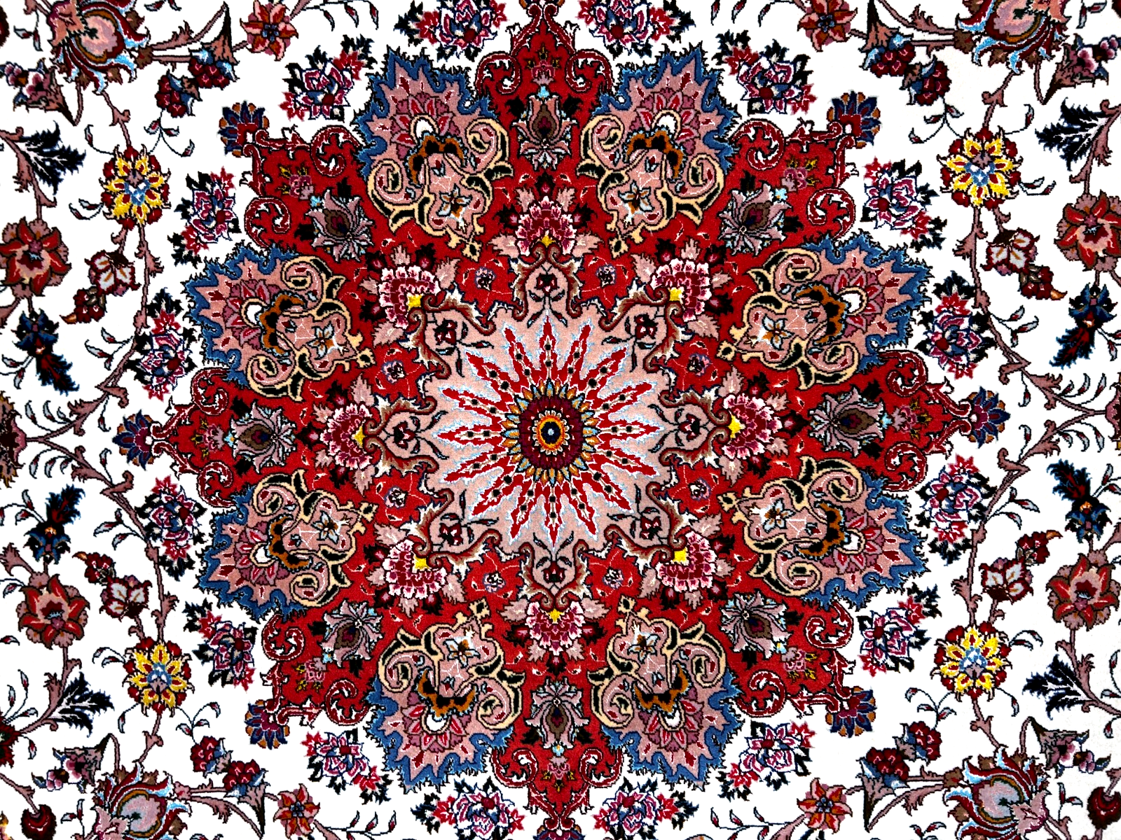 8'4"x11'7'' Very Fine Hand-Knotted Silk & Wool Tabrize Area Rug - Carpet