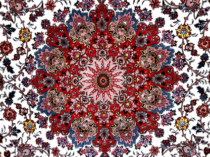 8'4"x11'7'' Very Fine Hand-Knotted Silk & Wool Tabrize Area Rug - Carpet