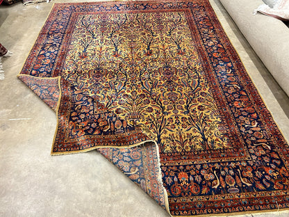 8'8"x11'9" Collector Antique 100% Wool Pile Sarouke Rug