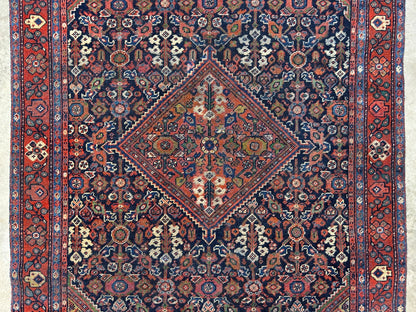 4'4"x6'6" Antique Hand-Knotted 100% Wool Pile Sennehe Area Rug - Carpet