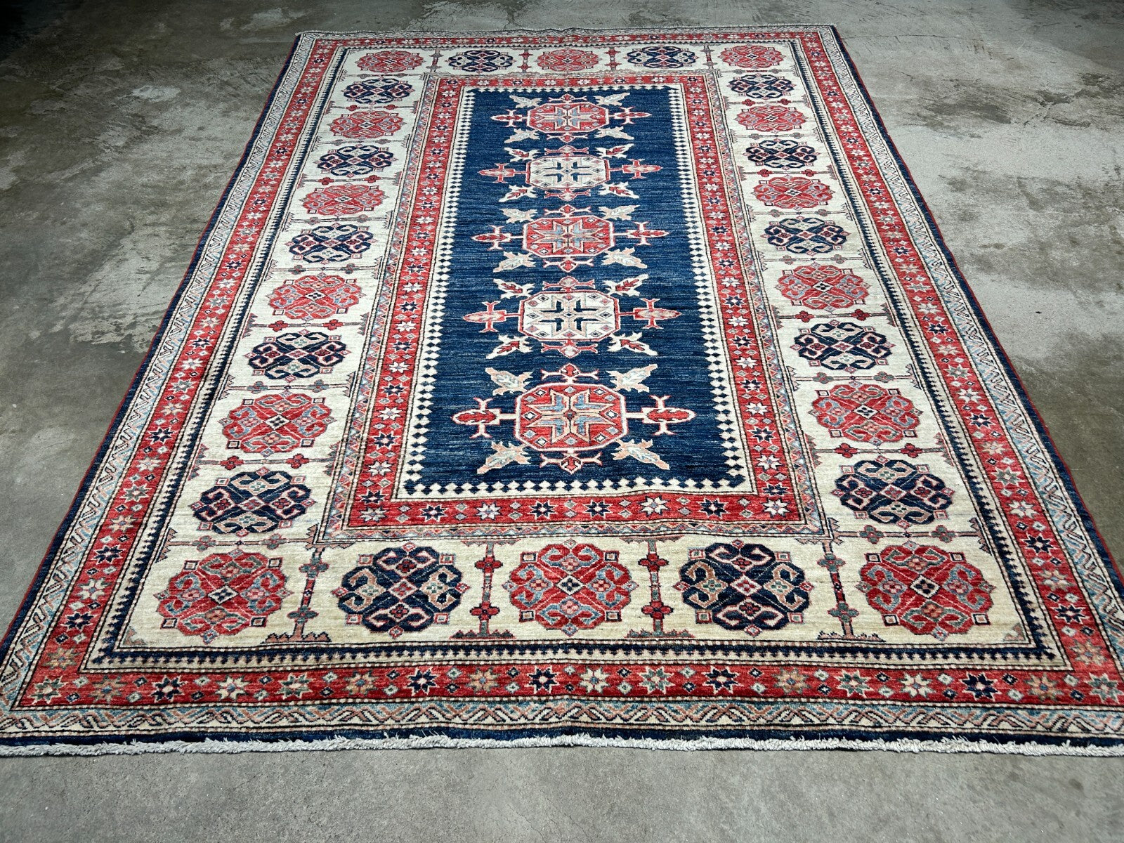 5'9"x8' Hand-Knotted 100% Wool Carpet - Kazak Area Rug