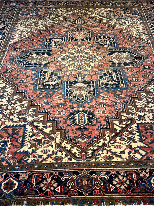 7'8"x8'10" Hand-Knotted 100% Wool Herize Carpet - Area Rug - Square Shaped