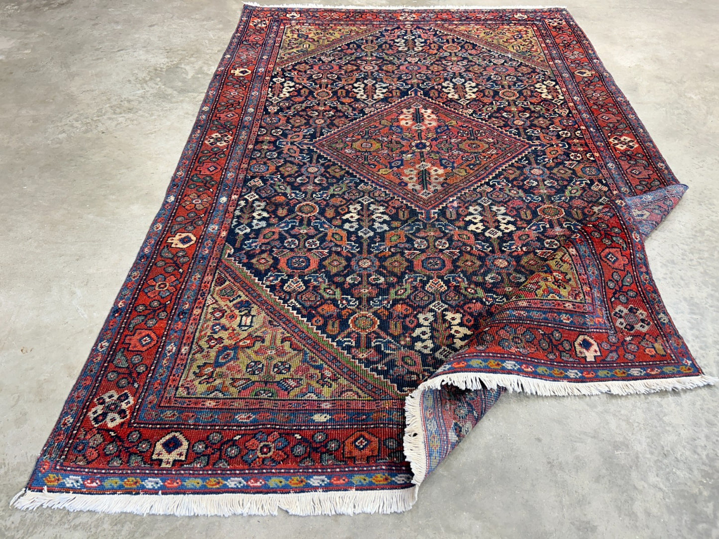4'4"x6'6" Antique Hand-Knotted 100% Wool Pile Sennehe Area Rug - Carpet