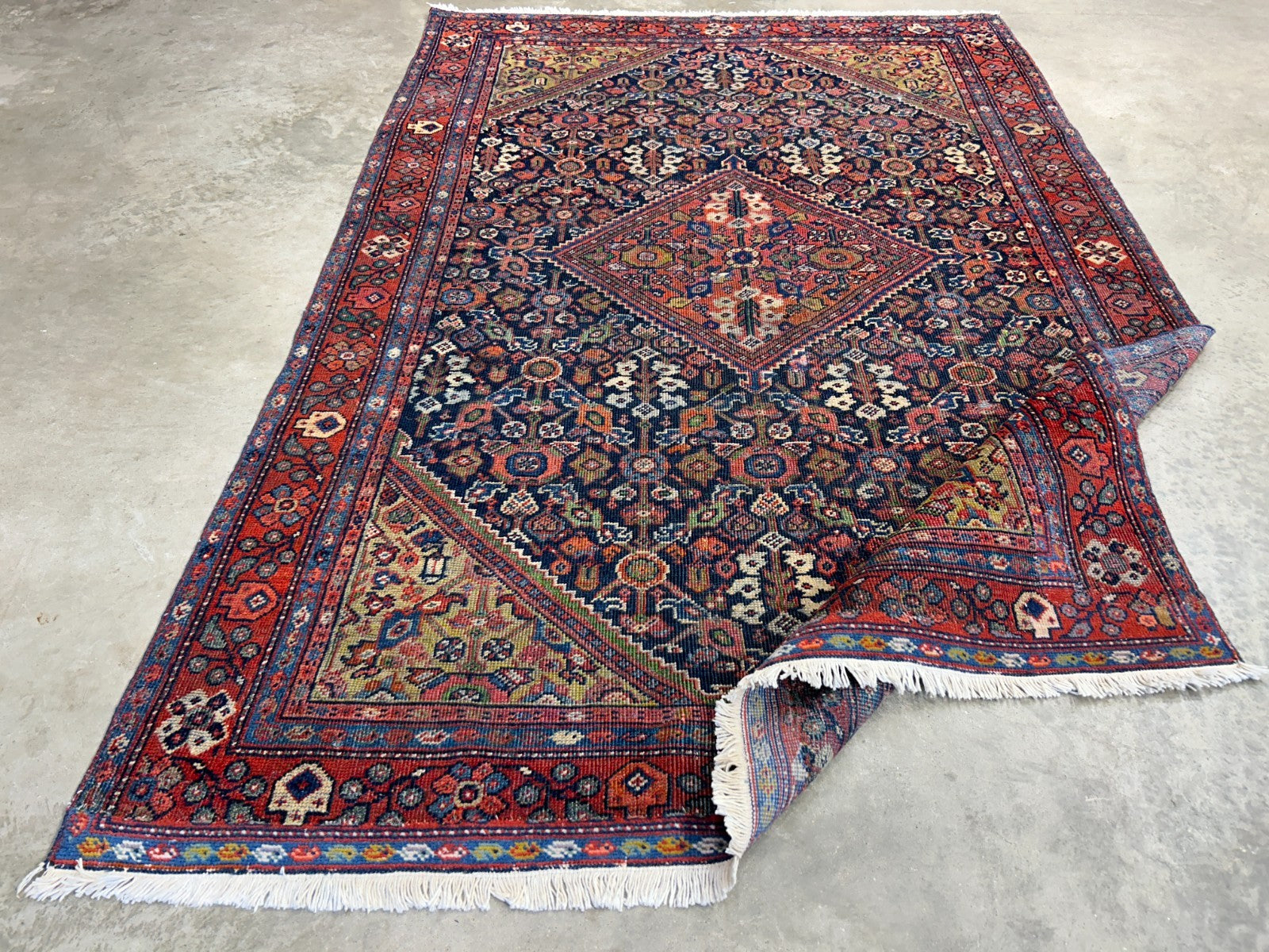 4'4"x6'6" Antique Hand-Knotted 100% Wool Pile Sennehe Area Rug - Carpet