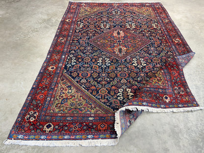 4'4"x6'6" Antique Hand-Knotted 100% Wool Pile Sennehe Area Rug - Carpet