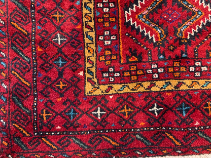 3'3"x5'7'' Hand-Knotted 100% Wool Baluchie Area Rug - Area Carpet