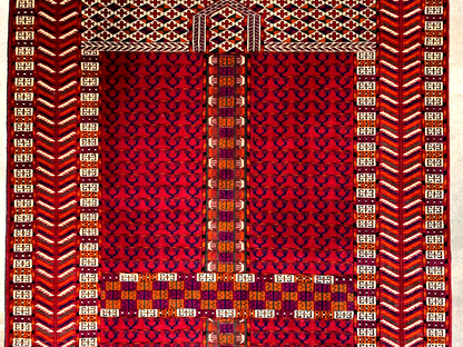 4'4"x6'8" Antique Hand-Knotted 100% Lamb Wool Russian Chichi Hatchli Rug