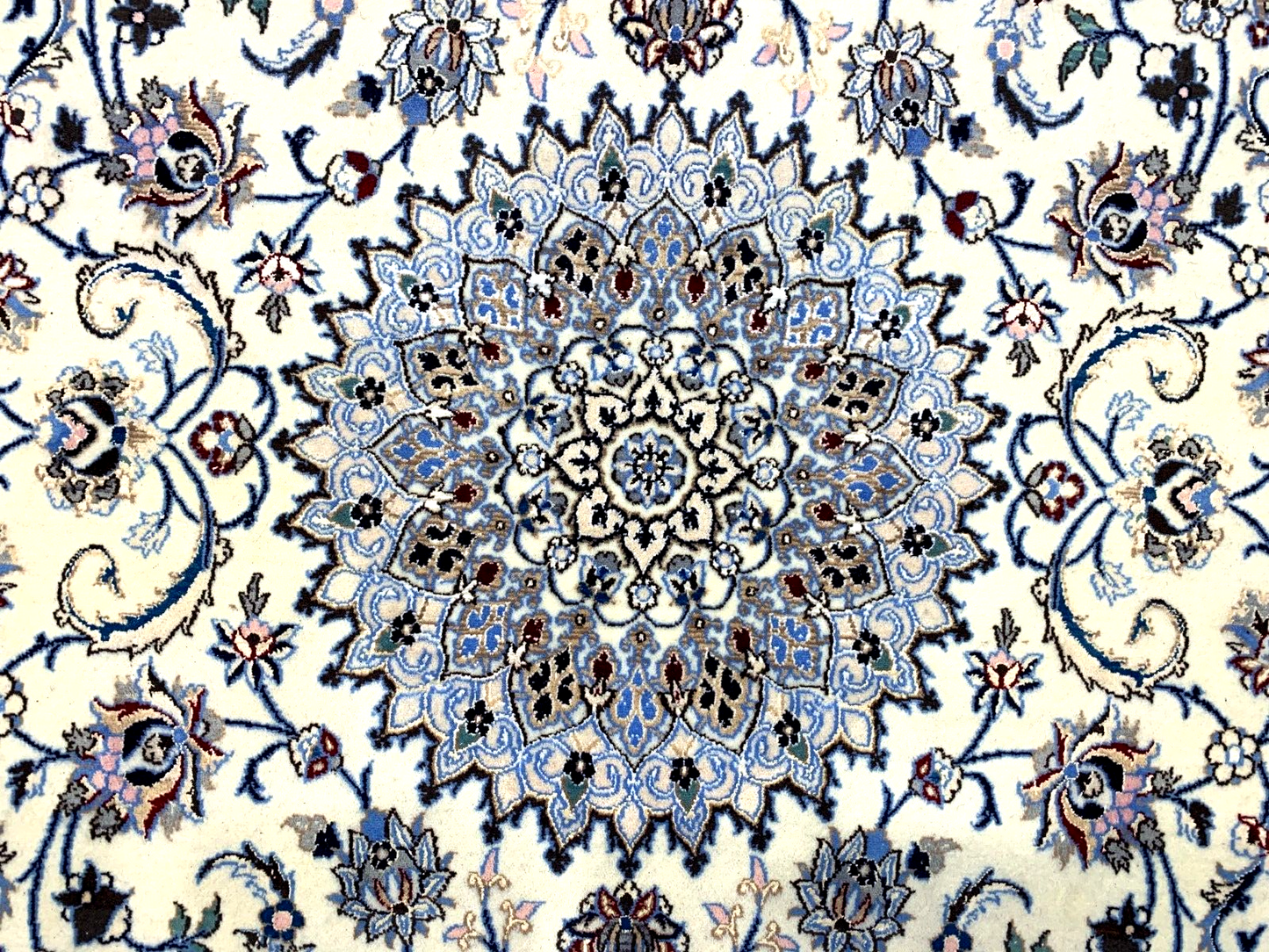 4'x6'6" Fine Hand-Knotted Wool & Silk Blend Naine Carpet - Area Rug