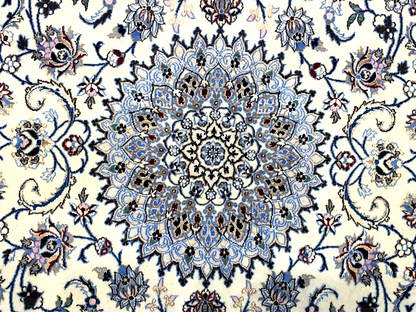 4'x6'6" Fine Hand-Knotted Wool & Silk Blend Naine Carpet - Area Rug