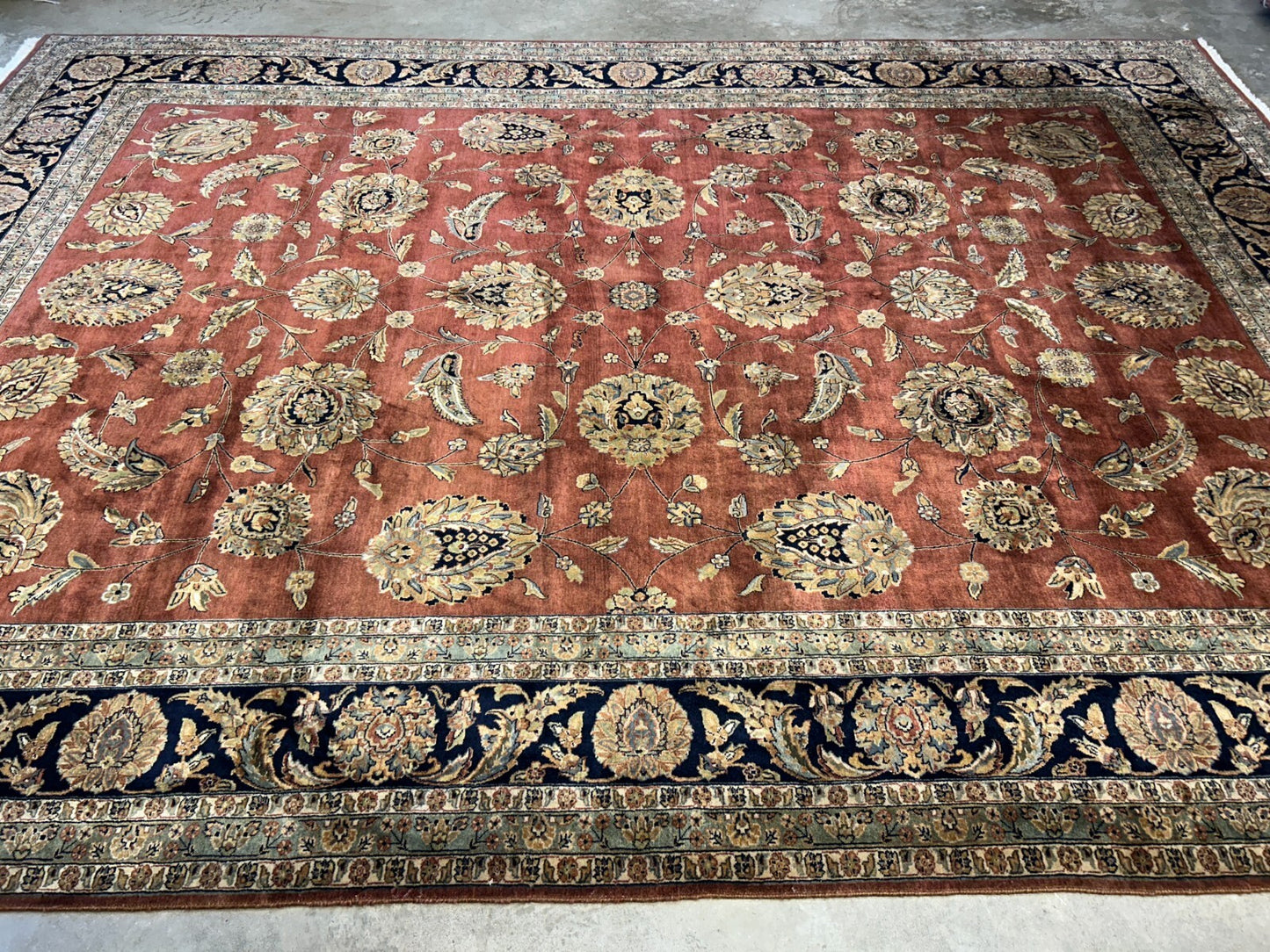 8'10"x12'3" Hand-Knotted 100% Wool Pile Indian Rug