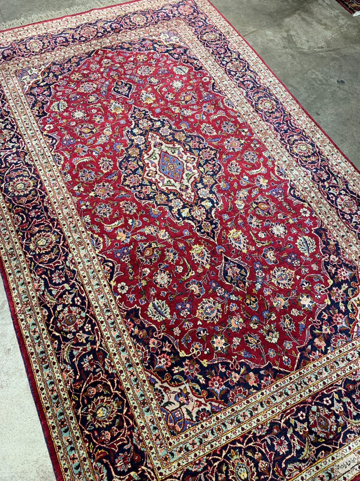 4'4"x6'6" Collector Antique Hand-Knotted 100% Silk Kashane Rug