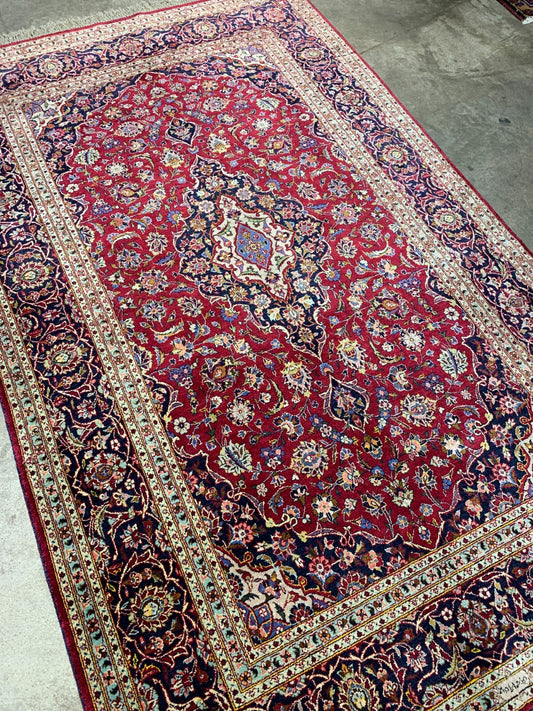 4'4"x6'6" Collector Antique Hand-Knotted 100% Silk Kashane Rug