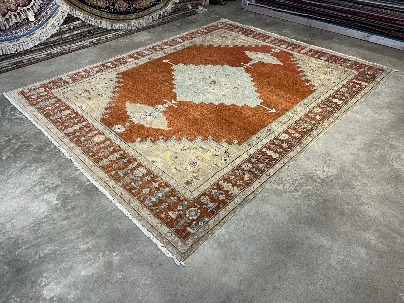 7’10”x9’11” Hand-Knotted 100% Wool Pile Indoserapi Area Rug - Carpet