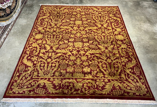 8'x10' Hand-Knotted 100% Wool Pile All-Over Area Rug - Carpet