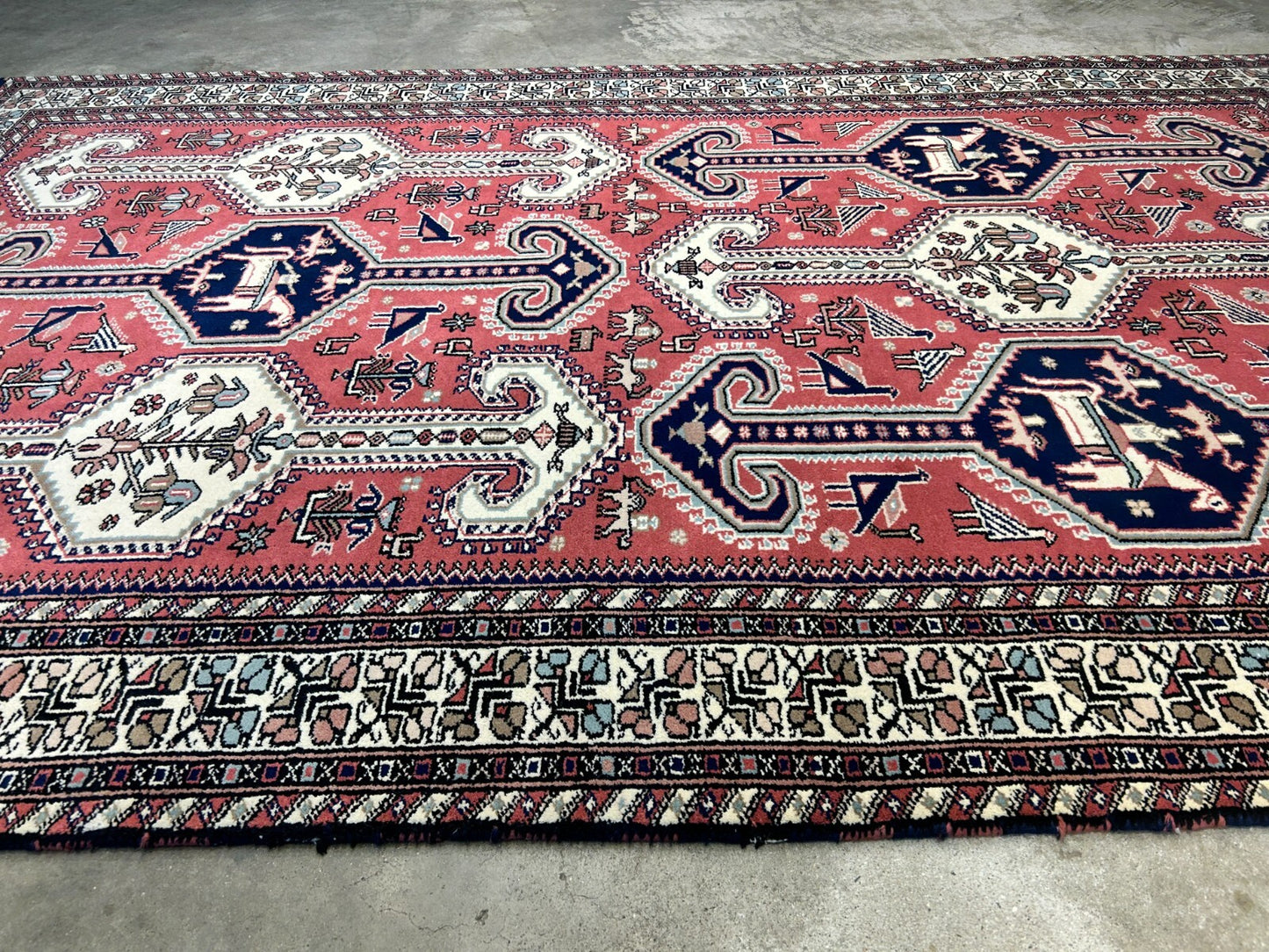 6'2"x9'0" Hand-Knotted 100% Wool Pile Indian Serapi Carpet - Area Rug