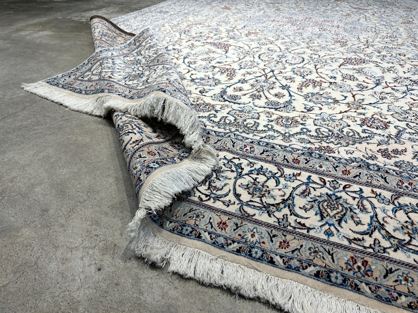 6'9"x10'7" Extremely Fine Hand-Knotted Wool & Silk Blend Naine Carpet - Area Rug