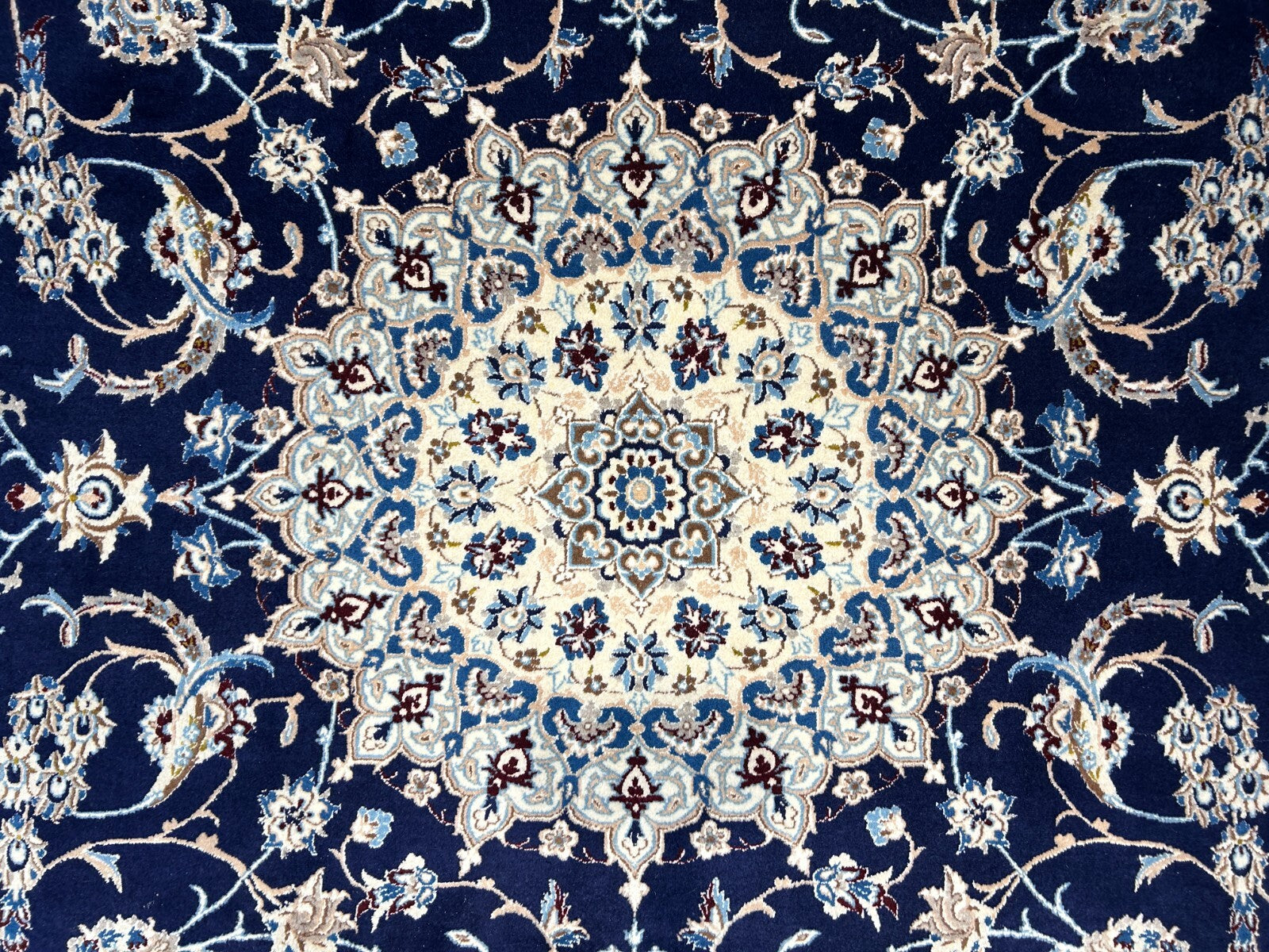 6'5"x10'1" Fine Hand-Knotted Wool & Silk Naine Rug - Area Carpet