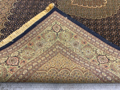 4'1"x6'6" Very Fine Hand-Knotted Wool & Silk Blend Tabrize Mahi Carpet -  Rug