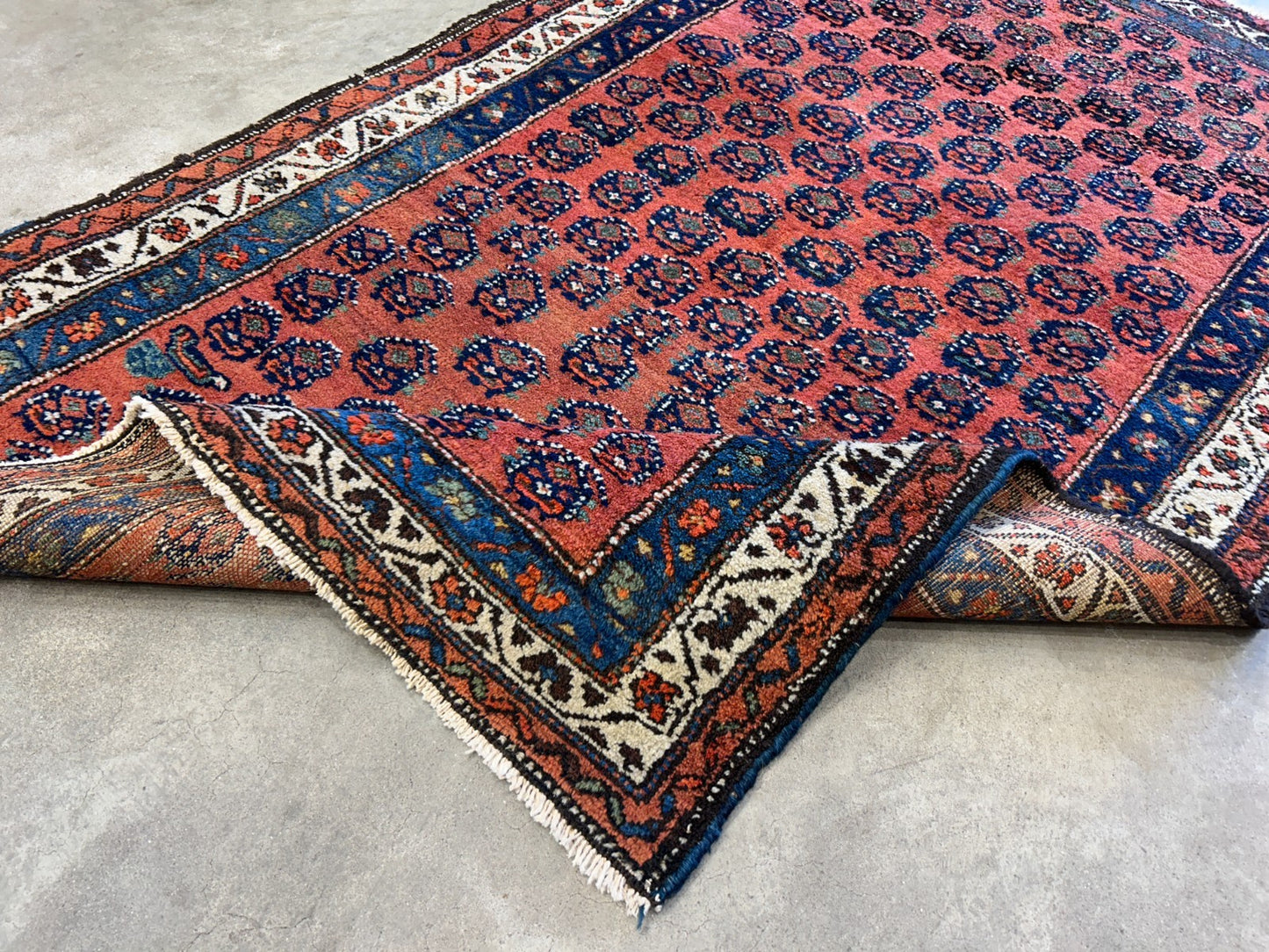 3'9"x5'9" Antique Hand-Knotted 100% Wool Pile Hamadane Area Rug - Carpet