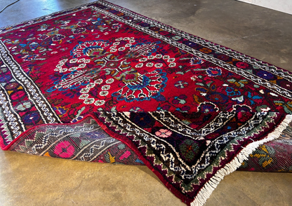 4'6" x 8' Hand-Knotted 100% Wool Hamadane Area Rug