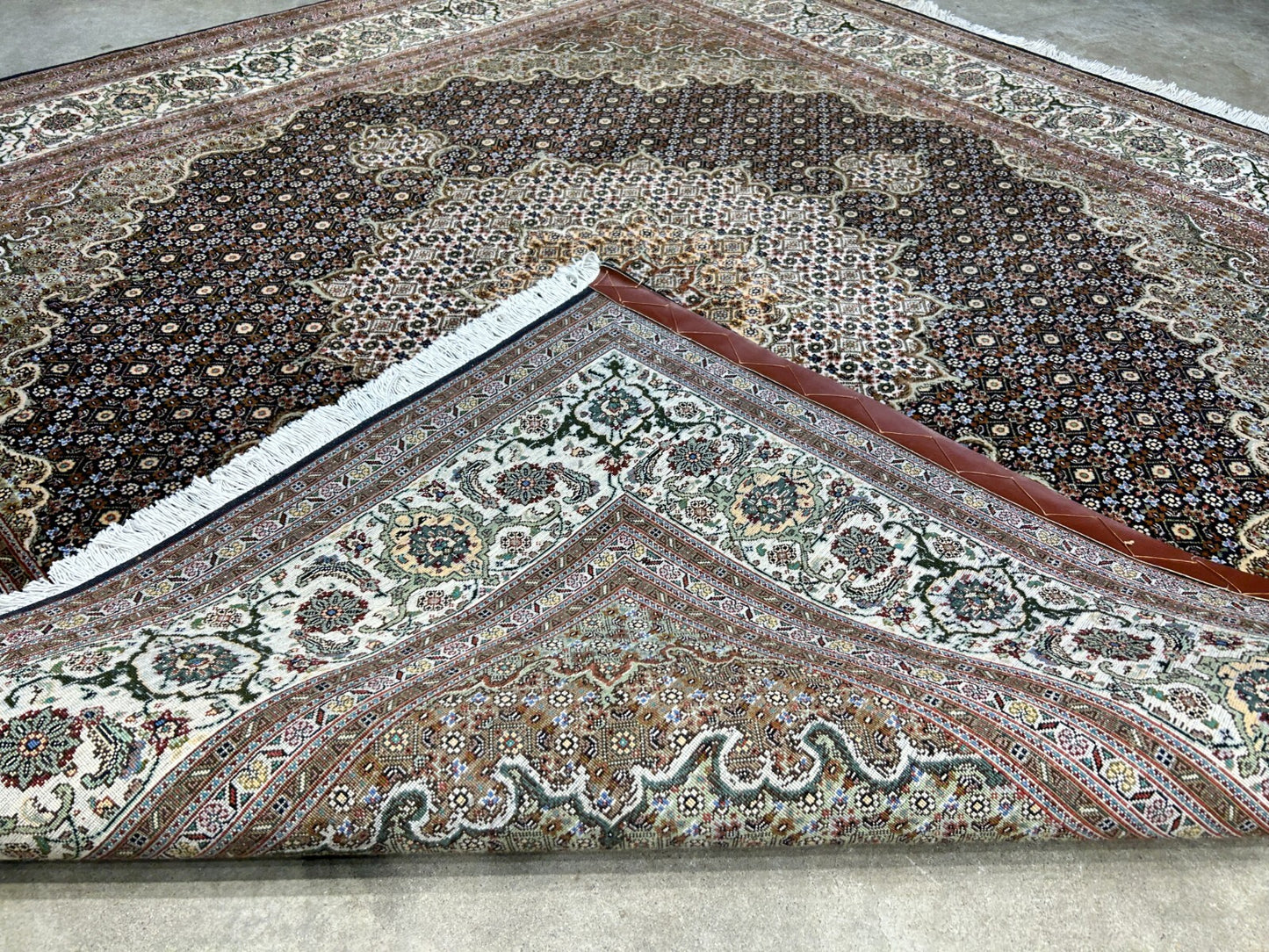 6'6"x6'8" Very Fine Hand-Knotted Wool & Silk Tabrize Rug