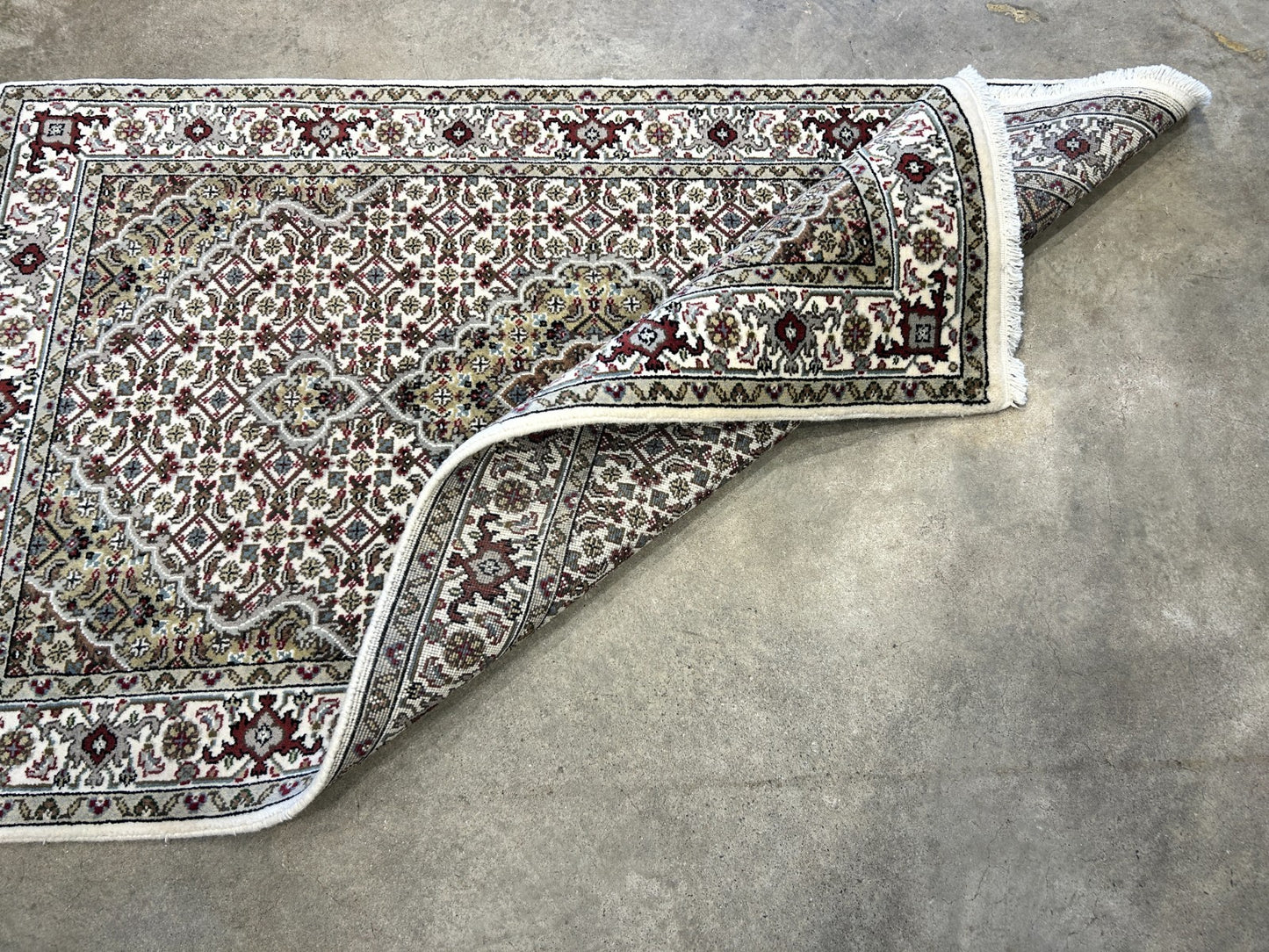 3'x5' Hand-Knotted Wool & Silk Pile Tabrize Mahi Rug