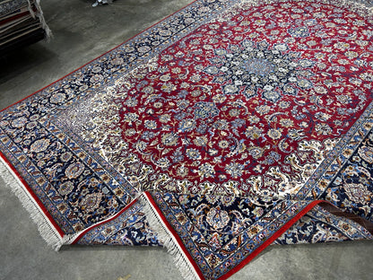8'1"x11'6" Extra Fine Hand-Knotted Wool & Silk Isfahane Rug
