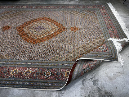 8'4"x11' Hand-Knotted Silk & Wool Tabrize Fish Style  Rug - Carpet