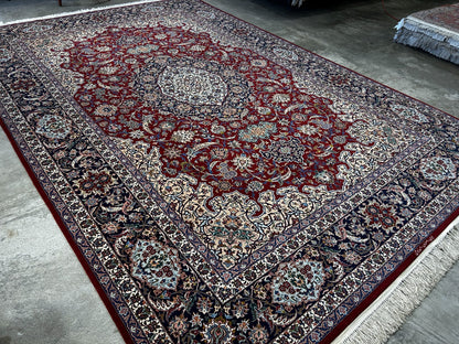 8'1"x11'9" Very Fine Hand-Knotted Wool & Silk Isfahane Area Rug - Signed