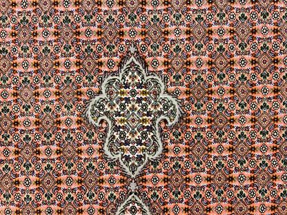 6'10"x10'1" Fine Hand-Knotted Wool & Silk Blend Tabrize Mahi Carpet - Area Rug