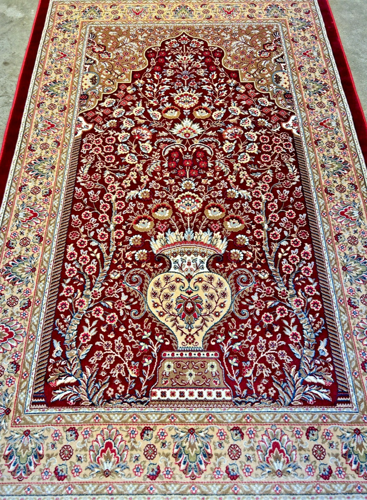 2'8"x4'1" Hand-Knotted 100% Silk Persiane Style Prayer Rug