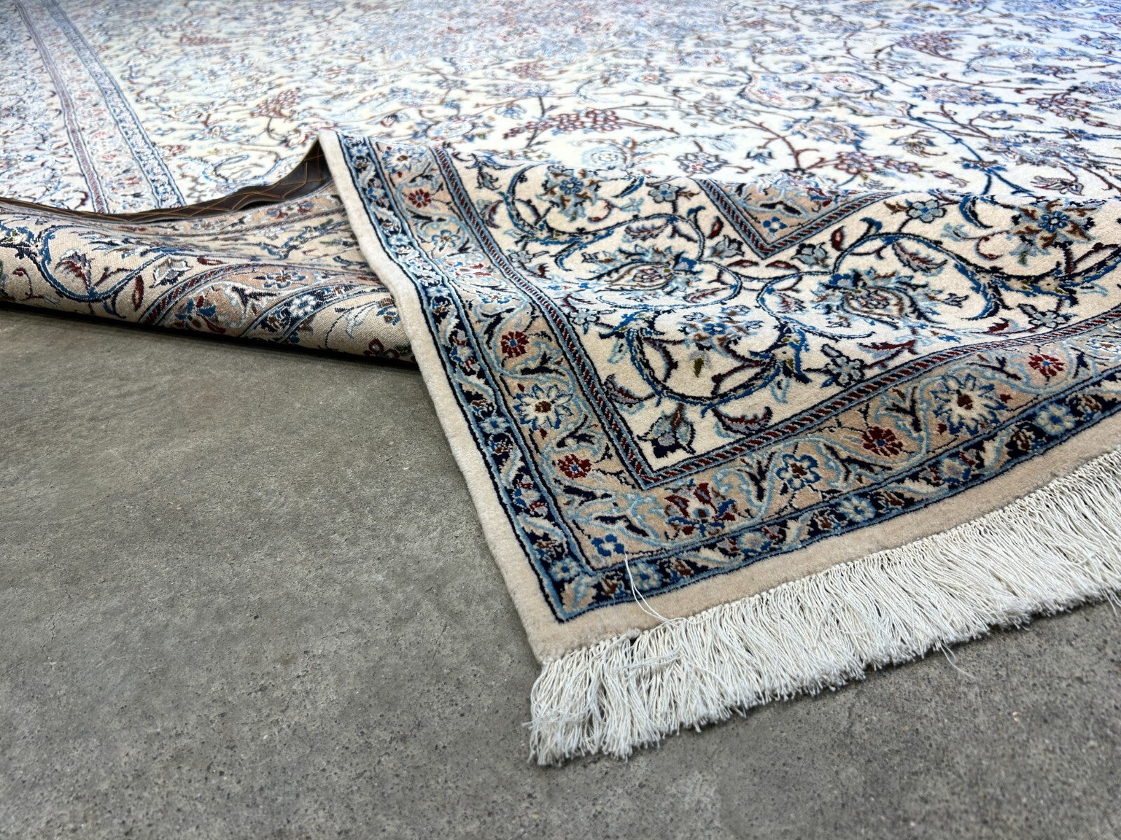 6'9"x10'7" Extremely Fine Hand-Knotted Wool & Silk Blend Naine Carpet - Area Rug