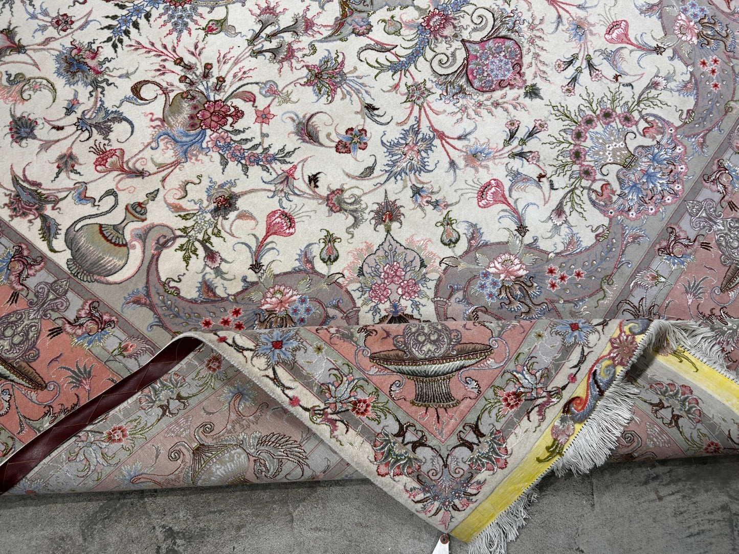 8'3"x11'7" Extremely Fine Hand-Knotted Wool & Silk Tabrize Area Rug - Signed