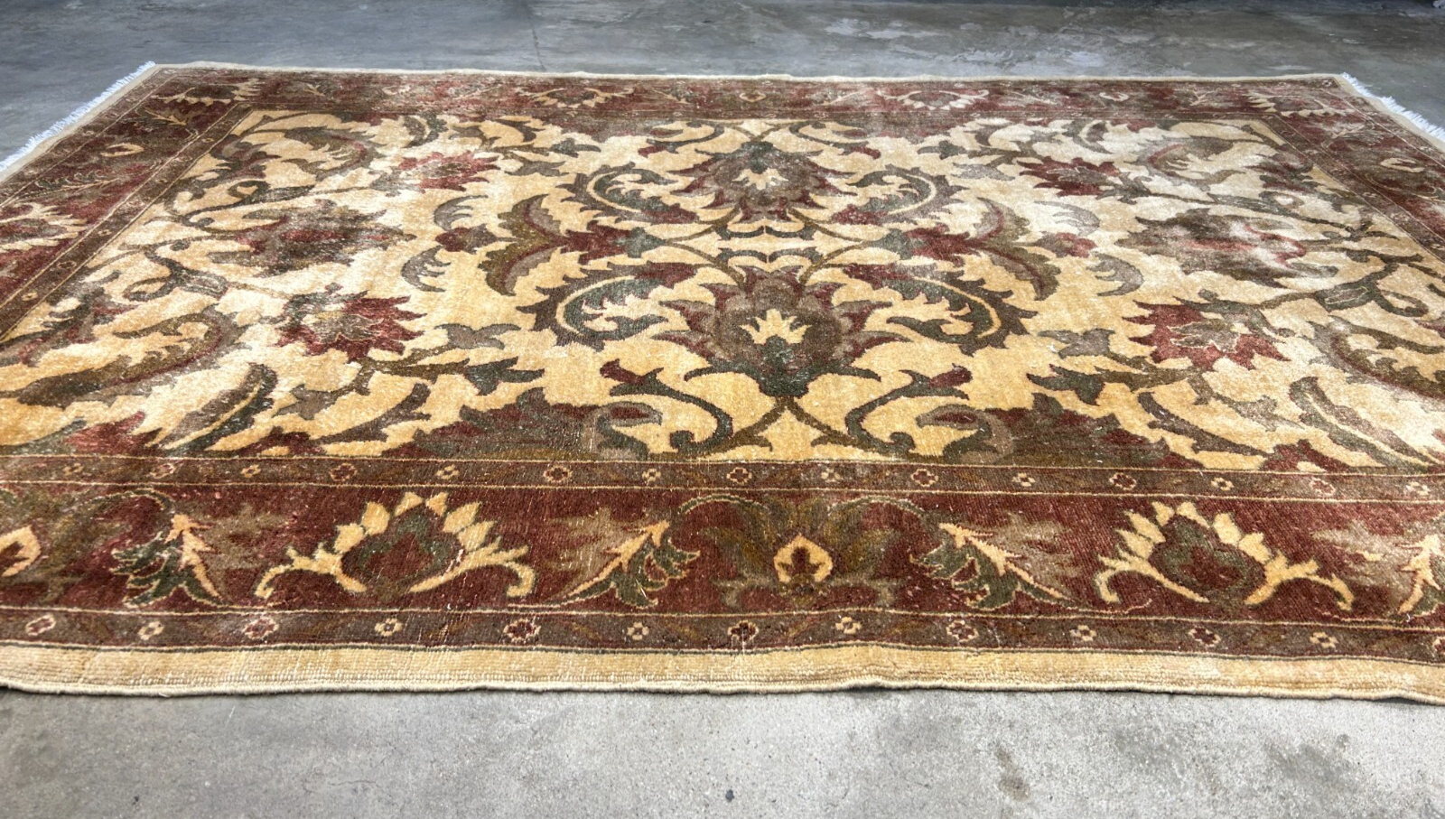 6'6"x9'6'' Hand-Knotted Indian Wool Pile Handmade Area Rug - Carpet